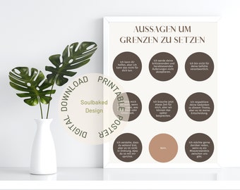 SET LIMITS POSTER, instant download, therapeutic mural, therapy print, therapy, office decoration, German prints, self-care