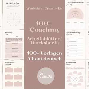 100+ Coaching Worksheets, Instant Download, Canva Template, Life Coaches, Self Coaching,