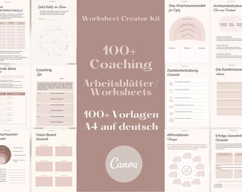 100+ Coaching Worksheets, Instant Download, Canva Template, Life Coaches, Self Coaching,