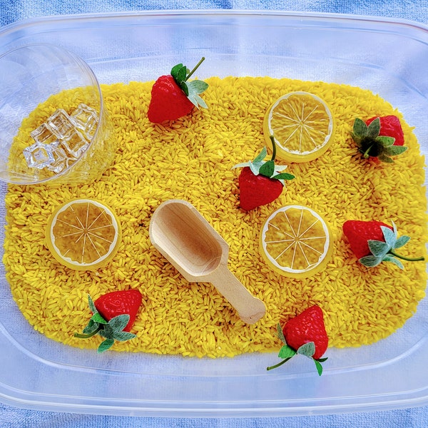 Strawberry Lemonade Sensory bin. BIN INCLUDED