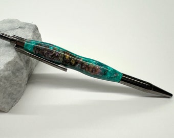 NUOVA penna a scatto fatta a mano con eruzione verde acqua