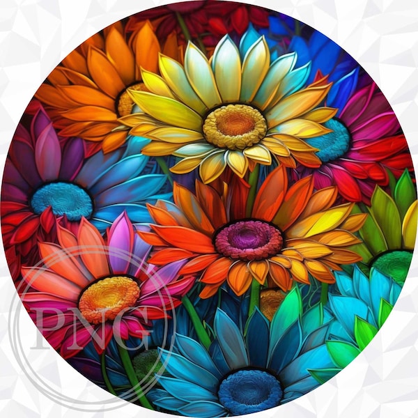 Alcohol Ink Flowers Sublimation Design, Flowers PNG, Digital Download Round Door Hanger, Door Hanger Template, Round Door Sign, Coasters PNG