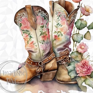 Western Boots Sublimation Design, Boots PNG, Boots and Flowers Sublimation Digital Instant Download, Sublimation Prints PNG, Boots PNG