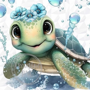 Watercolor Turtle Sublimation Design, Kids PNG, Wall Art Sublimation Digital Instant Download, Sea Turtle Sublimation Print PNG
