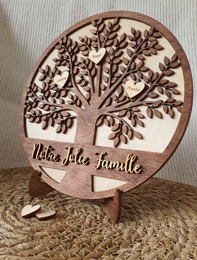 Arbre de Vie Personnalisé en Bois avec Prénoms Gravés | Cadeau Unique