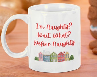 Taza de Navidad traviesa, taza de Navidad divertida, taza de café de Navidad, regalo de taza de Navidad, taza de Navidad impresa bajo demanda, idea de regalo de Navidad