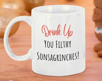 Beber taza de Navidad, taza de Navidad divertida, taza de café de Navidad, regalo de taza de Navidad, taza de Navidad impresa bajo demanda, idea de regalo de Navidad