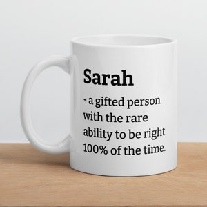 Personalized Sarah Coffee Mug Gift for Sarah Definition Mug Funny Sarah Coffee Cup Custom Sarah Mug Funny Mugs Gift for Her