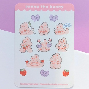 Mini Foglio Adesivi Coniglio / Adesivi Kawaii Coniglio per Planners, Bullet Journal, Scrapbooking