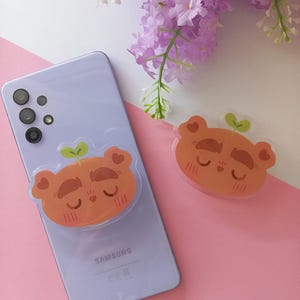Brown Bear Phone Grip / Kawaii Phone Holder, Cute Animal Grip, Aesthetic Phone Accessory