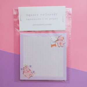 Coniglio Carino Block Notes / Mini taccuino quadrato colori pastello / Blocco Note kawaii