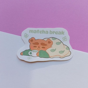 Amante del Tè Matcha - Adesivo Fustellato Orso