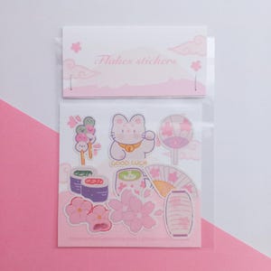 Set Adesivi Flakes a Tema Giappone / Sticker Kawaii per Diario, Agenda, Scrapbooking o Regalo Cute