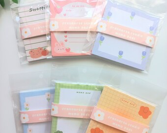 Cute Handmade Notepads 3"x3" // cute memo pad, cute stationery, square notepads