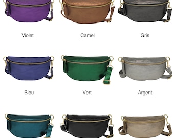 Half Moon Iridescent leather fanny pack - color of your choice