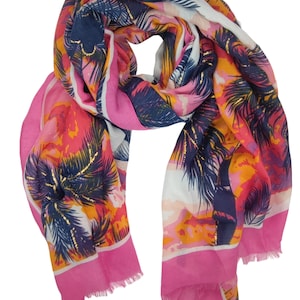 Palm Tree Print Scarf for Women 80x180cm - 5 Colors to Choose From