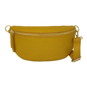 Demi Lune - Yellow Cowhide leather belt bag