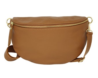 Demi Lune Grand Sac banane cuir vachette