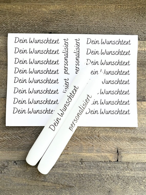 Kerzenfolie personalisiert I Kerzentattoo I Wasserschiebefolie Wunschtext I Din A5 oder Din A4