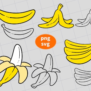 Bananenlogo,handgezeichnete Banane,Bananenschale,Banane png,Banane svg,Banane bedruckbar,Banane stanzen,Bananenillustration,Bananenzeichnung