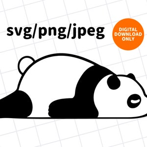 lindo panda clipart, panda digital, panda durmiente, svg vector panda, kawaii panda, png imprimible, animal png clipart, dibujo de panda