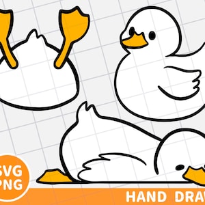 cute duck digital clipart, duck svg, duck png, white duck cut file, kawaii duck instant download, sleeping duck, swimming duck drawing