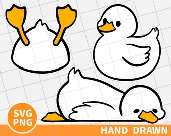 cute duck digital clipart, duck svg, duck png, white duck cut file, kawaii duck instant download, sleeping duck, swimming duck drawing