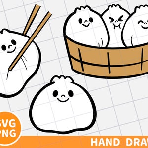 Dumpling digital clipart, xiao long bao svg png, dumpling svg png, cute dumpling, steamed bao drawing, kawaii dumpling illustration