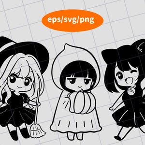 anime girl digital illustration,cute girl bundle,halloween anime girl,witch girl png,ghost girl svg,cat girl eps,kawaii girl,cosplay anime