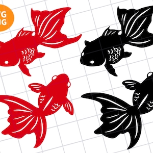 gold fish digital silhouette,asian style goldfish,goldfish svg,goldfish png,goldfish cut file,gold fish illustration,gold fish cut file