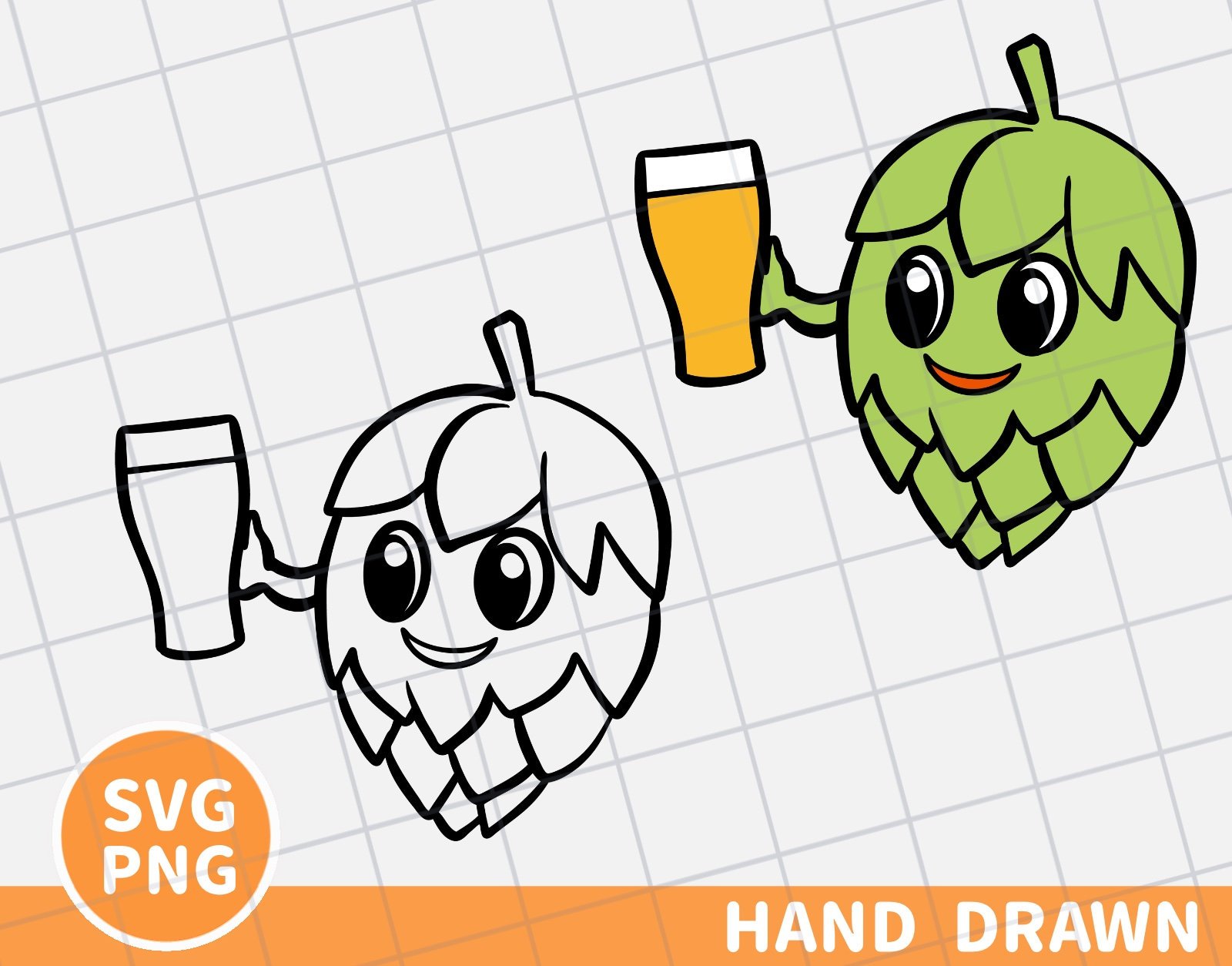 beer hop, hop digital clipart, beer hop svg, bear hop png, hop illustration, hops vector cut file, hops character, hop holding beer
