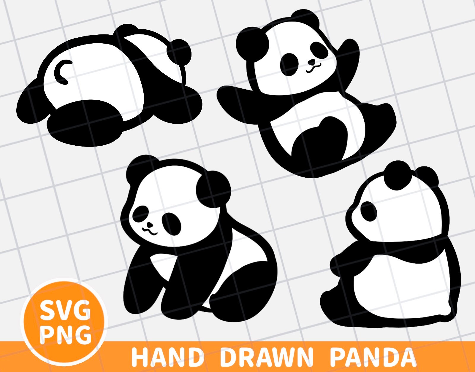Cute Panda Svg Png Bundle, Baby Panda Digital Clipart, Kawaii Panda Svg ...