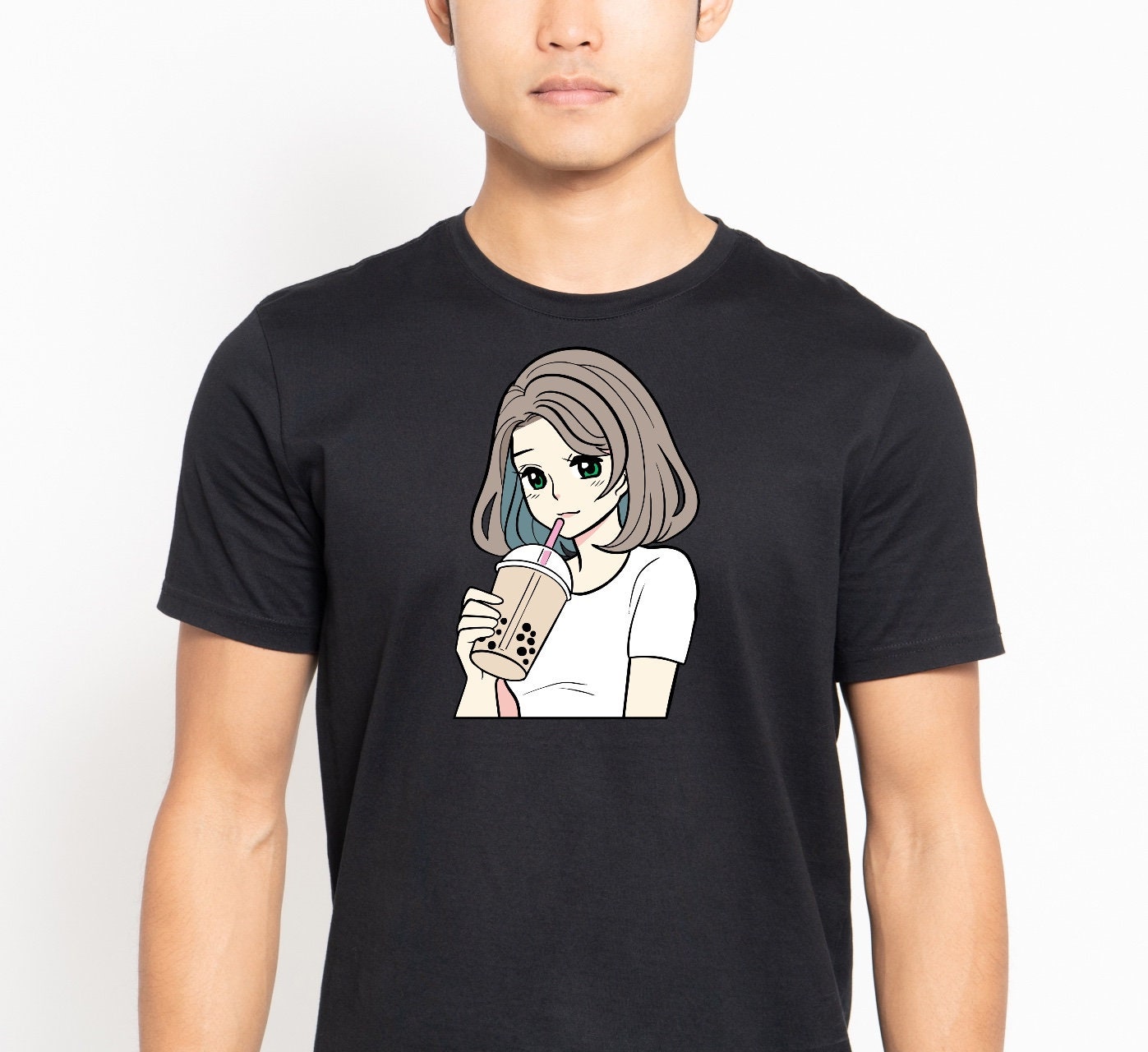 Anime Girl In Tea Cup T-shirt Design Vector Download