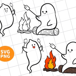 campfire marshmallow ghost,ghost svg,ghost png,campfire digital,campfire illustration,campfire scary stories,spooky campfire,cute ghost