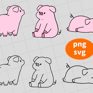 cerdo svg, cerdo png, cerdo lindo, ilustración digital de cerdo, cerdo kawaii, cerdo imprimible, clip art de cerdo, dibujo de cerdito, lechón, cerdo dormido, cerdo de dibujos animados