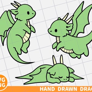 cute dragon digital clipart, dragon svg, dragon png, baby dragon, kawaii dragon, dragon cut file, dragon printable, mini dragon bundle