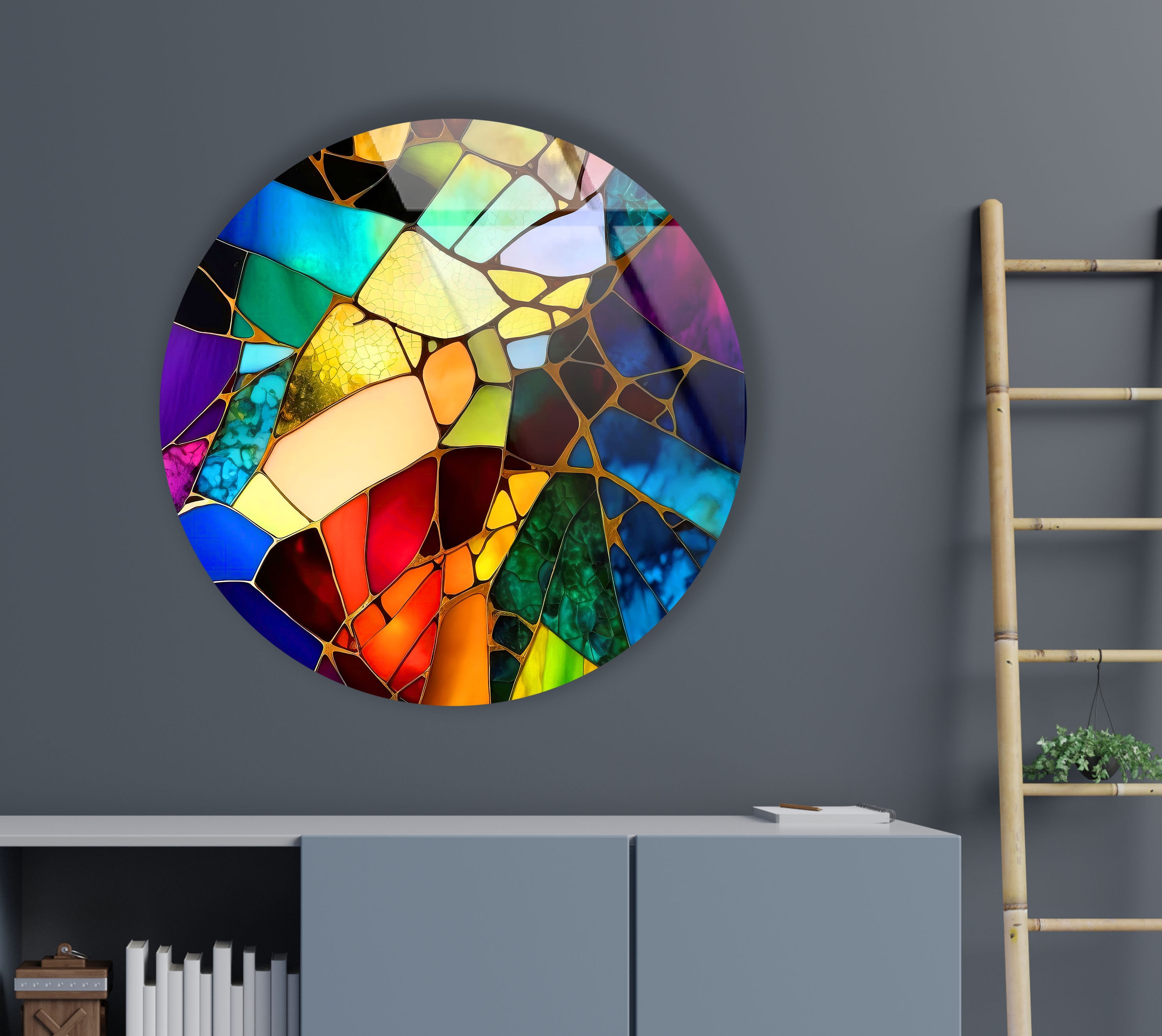 Tempered Glass Wall Artround Wall Art Giftcircle Wall Etsy