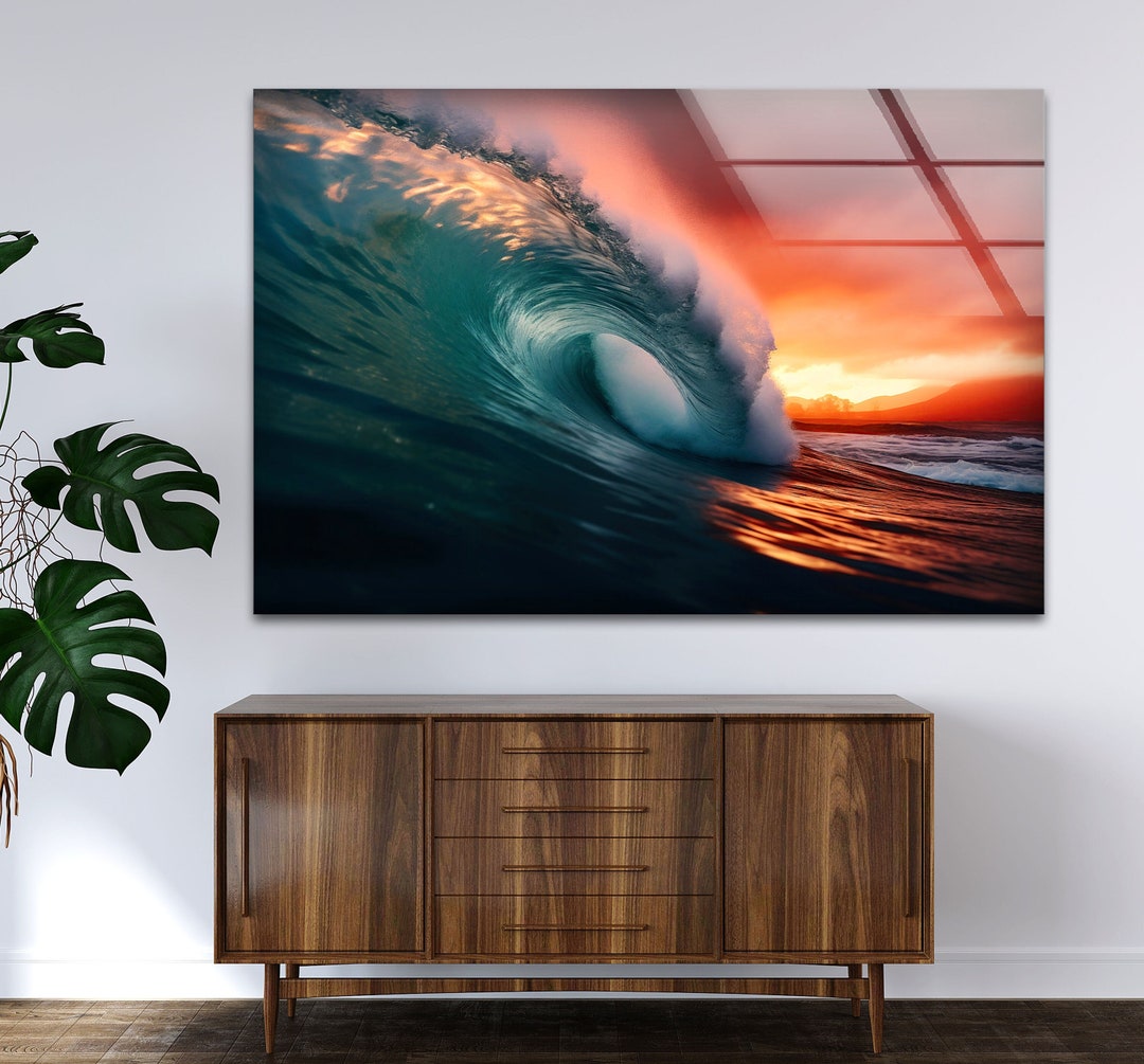 Tempered Glass Wall Artwave Wall Artsunset Wall Printing