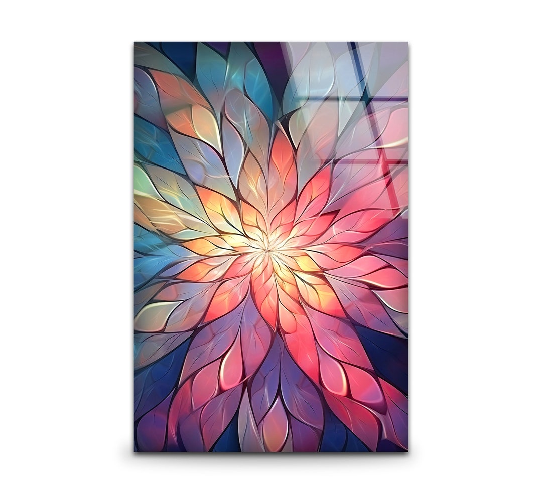 Tempered Glass Wall Art Stained Wall Decor-flower Stained Home - Etsy