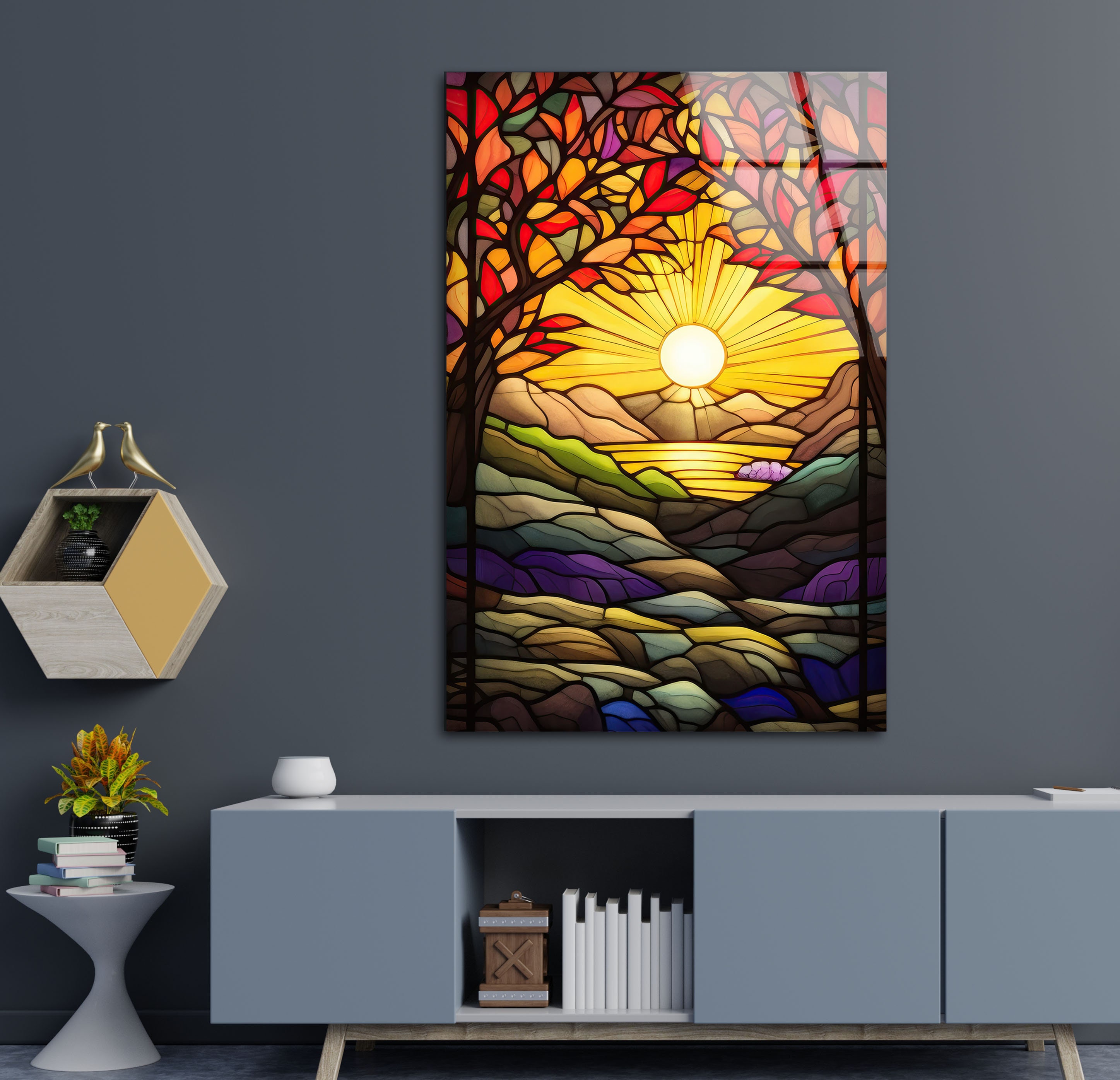 Tempered Glass Wall Artstained View Art Giftstained Wall Etsy
