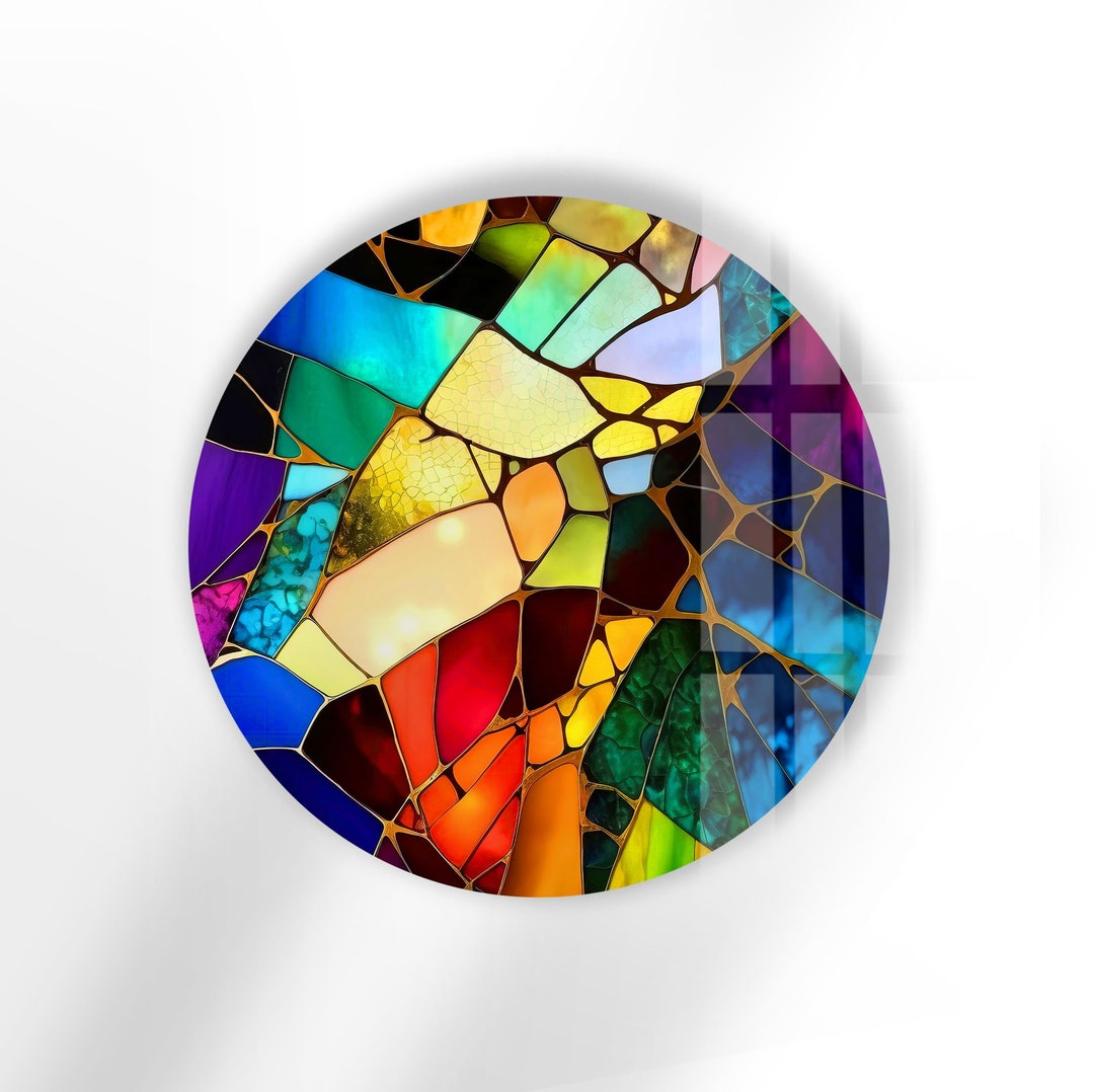 Tempered Glass Wall Artround Wall Art Giftcircle Wall Etsy