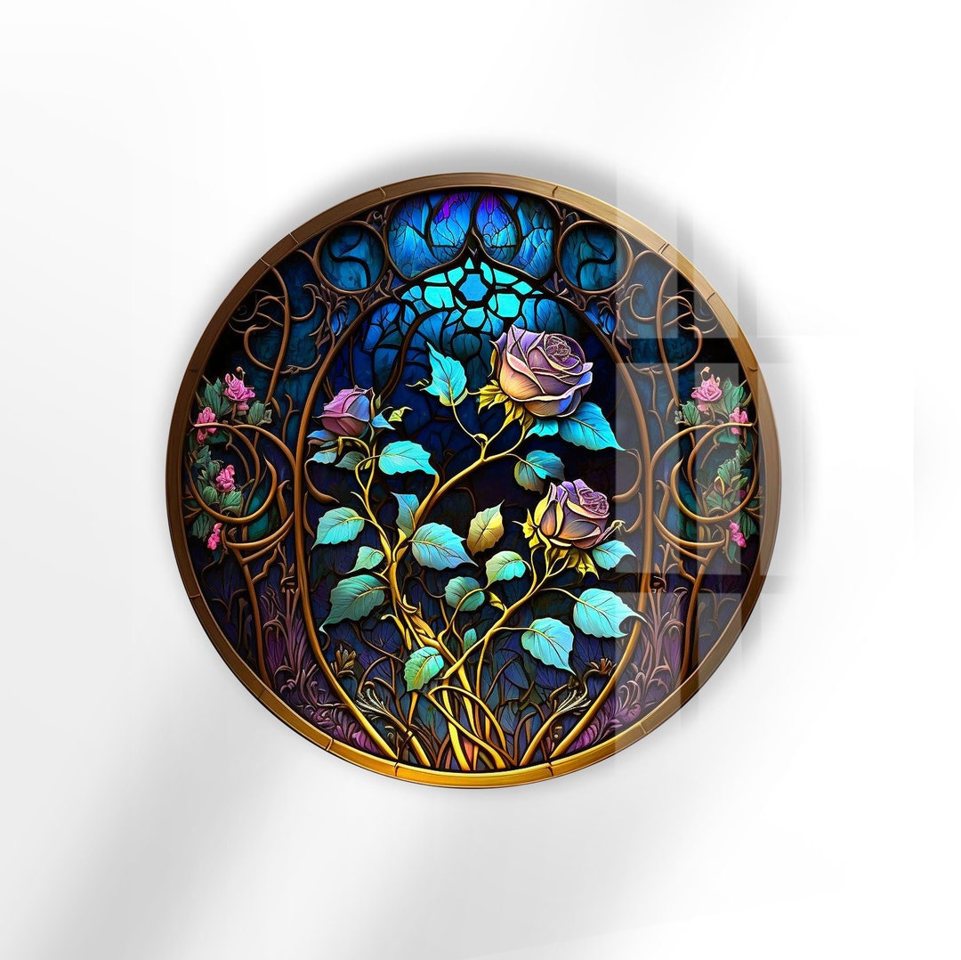 Tempered Glass Wall Artround Wall Art Flower Stained Wall Arttempered