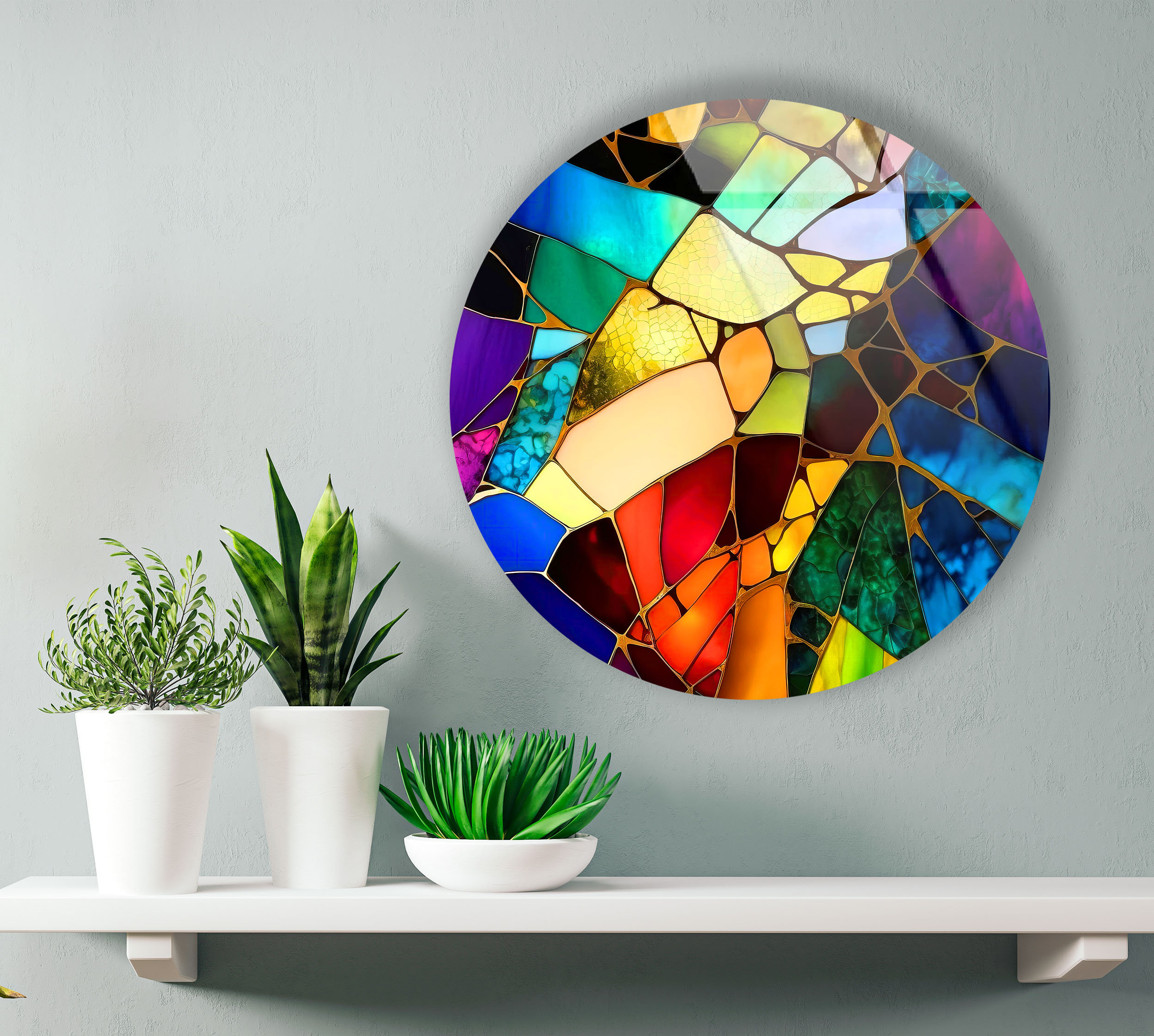 Tempered Glass Wall Art-round Wall Art Gift-circle Wall - Etsy