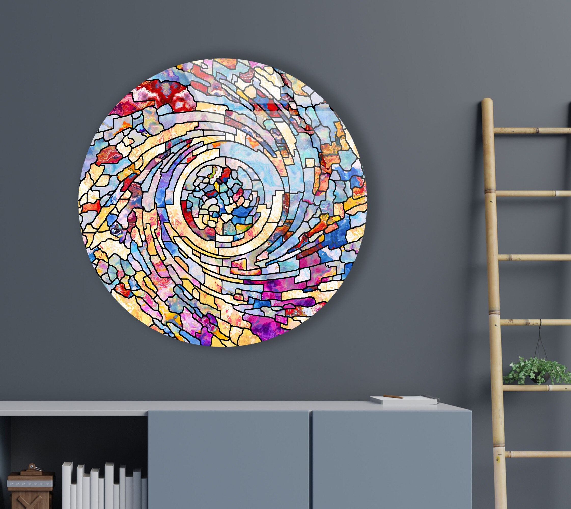Tempered Glass Wall Artround Wall Art circle Wall Etsy