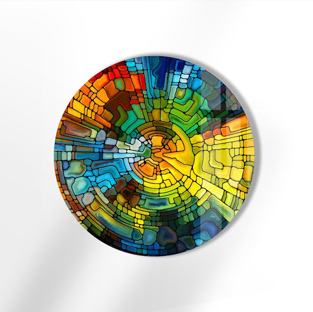 Tempered Glass Wall Artround Wall Art Giftcircle Wall Etsy