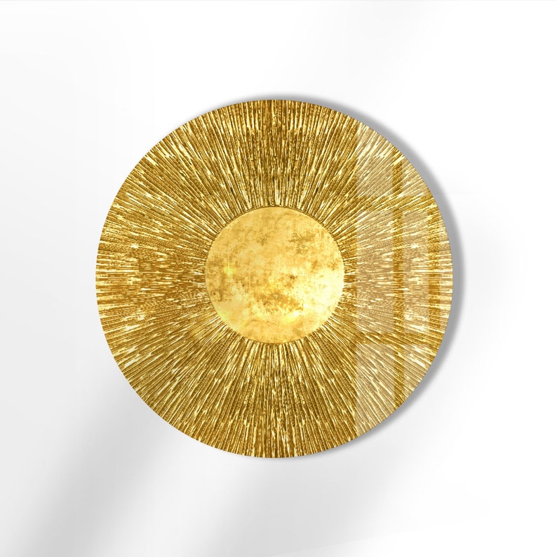 Tempered Glass Wall Artgolden Round Wall Art Giftcircle Gold Wall Art