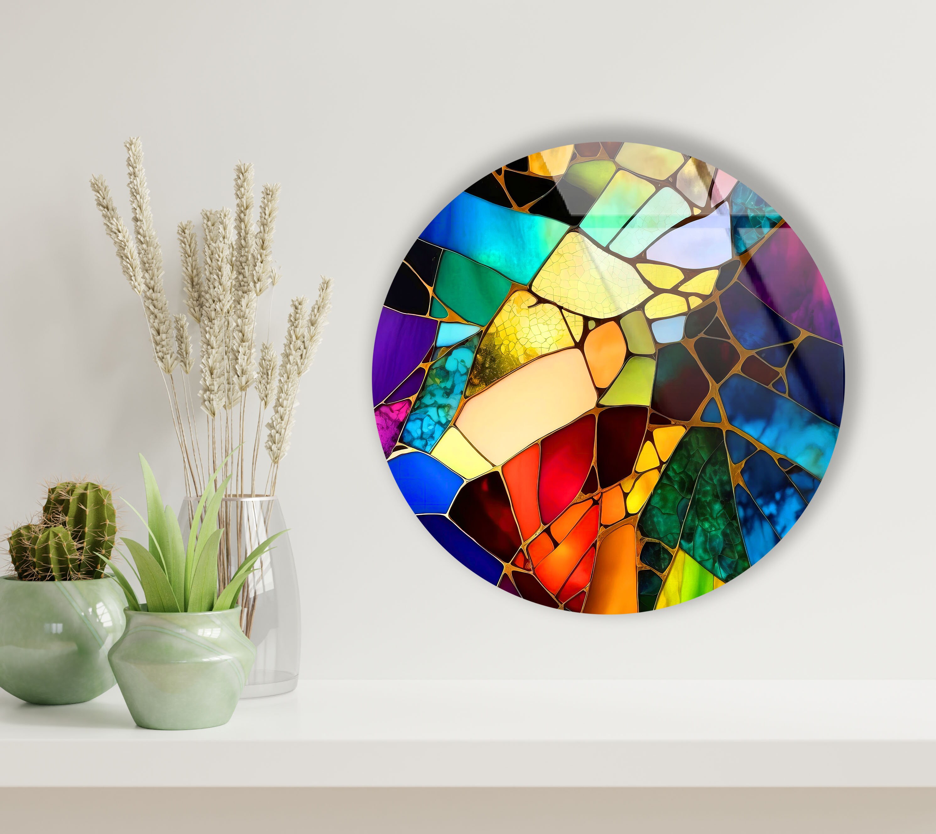 Tempered Glass Wall Artround Wall Art Giftcircle Wall Etsy