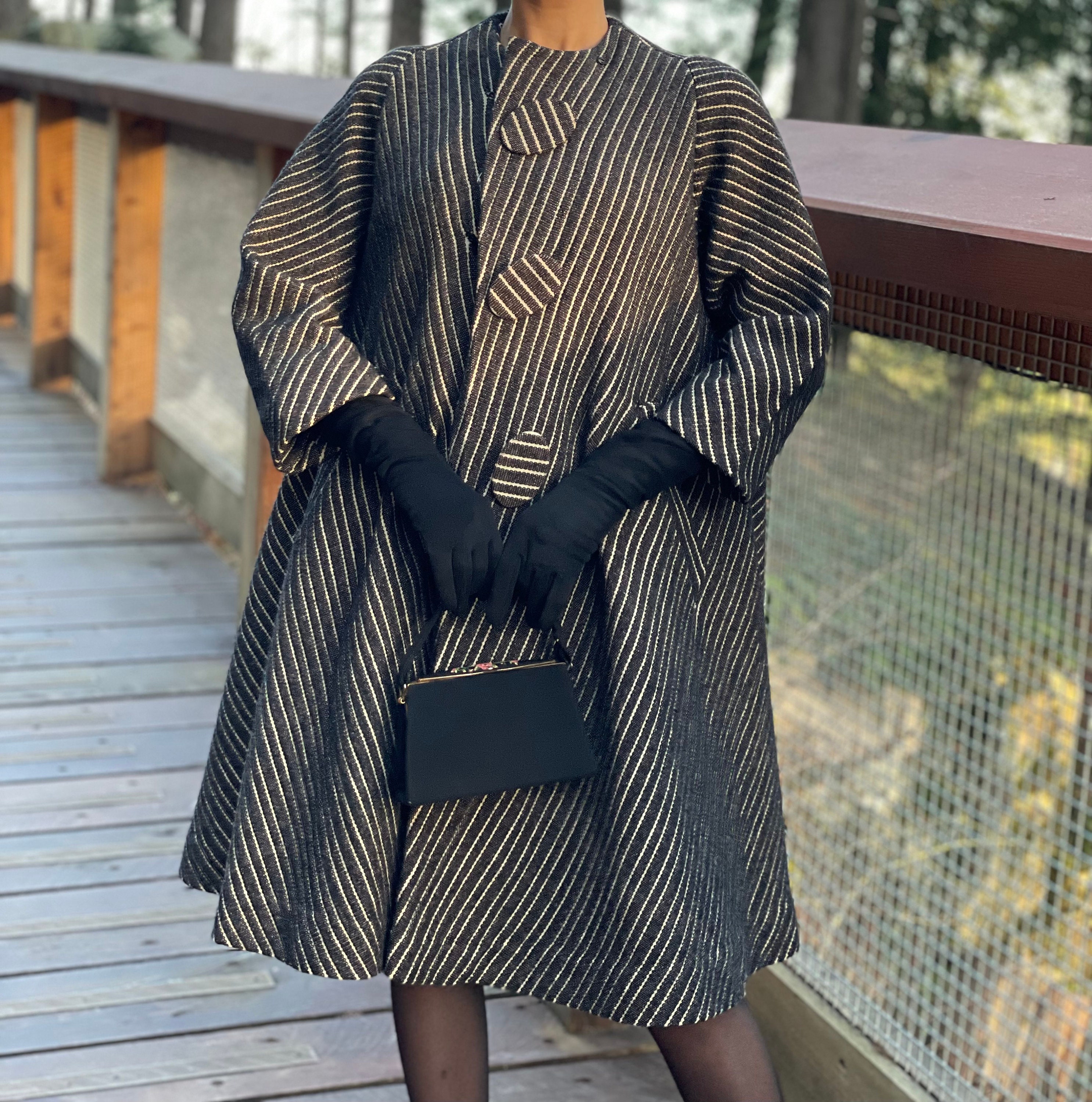 Manteau Réversible Vintage Pauline Trigère 1972 - Laine épaisse - Taille S/M
