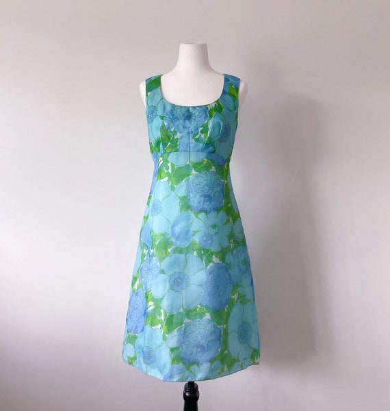 1960s floral chiffon dress - Etsy.de