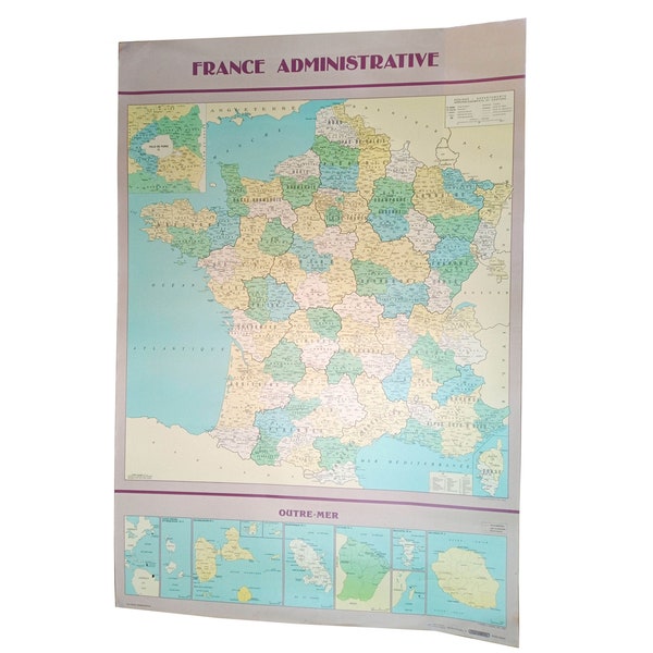 Carte de la France Administrative vintage